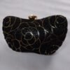 Ladies Party Flower Petal Black Clutch Purse