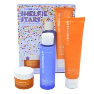 Olehenriksen shelfie Stars Skincare Favorites 3 in 1 Set Banana Bright Eye Creme (15ml/0.5 fl oz), Glow2 OH Dark Spot Toner (65ml/2.2fl.oz), Truth Juice Daily Cleanser (60ml/2fl.oz)