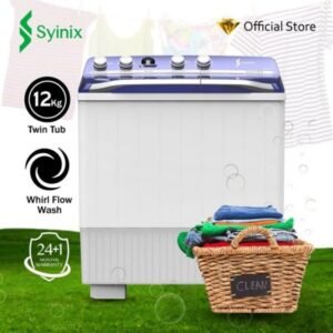 SYINIX WASHING MACHINE/12Kg/Twin Tub/Deep-Whirl Flow Wash