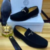 Salvatore Ferragamo Designer Men?s Black Swede Loafers