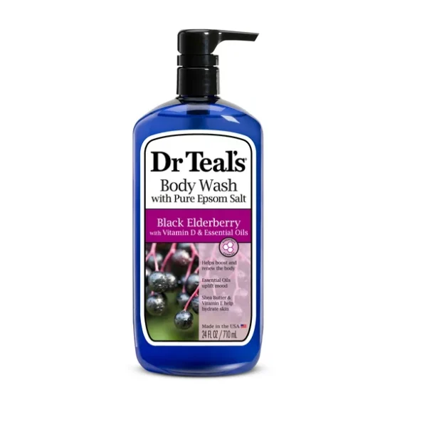 Dr Teal?s Body Wash with Pure Epsom Salt, Black Elderberry with Vitamin D, 24 fl oz. | Dr Teal?s