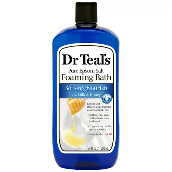 Dr Teal?s Soften & Nourish Foaming Bubble Bath with Pure Epsom Salt, Milk & Honey, 34 fl oz | Dr Teals
