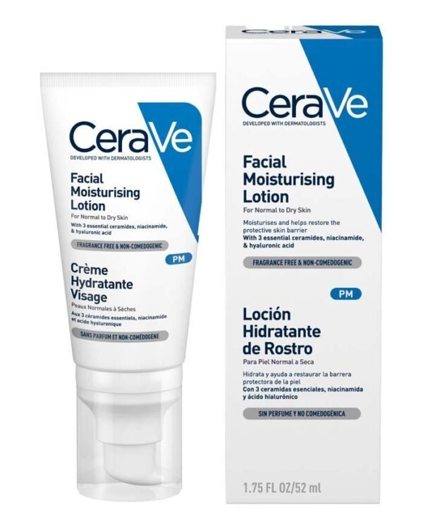 CeraVe Facial Moisturizing Lotion PM For Normal To Dry Skin with Hyaluronic Acid | 52