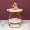 Mystical Allure Marble and Gold Side Table