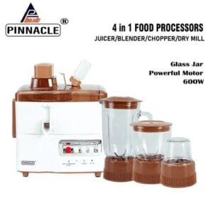 Pinnacle 4 In 1 Food Processor, Juicer, Blender, Chopper, Mill. 600W