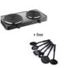 Electric Hot Plate_ Double Burner & 6 Pcs Non Stick Spoon