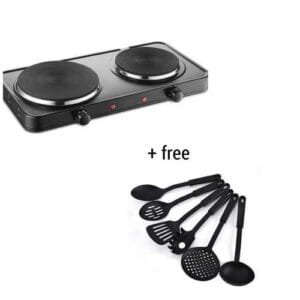 Electric Hot Plate_ Double Burner & 6 Pcs Non Stick Spoon
