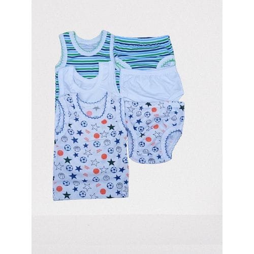 6 Pieces In A Pack - Babies Multi Coloured Singlet With Pant