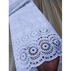 White Unisex Dry Lace Fabric 5yards