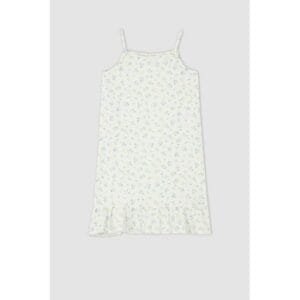 Defacto Girl Homewear Regular Fit Short Sleeve Knitted Pyjamas -Ecru