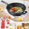 34CM Iron Wok Carbon Steel Stir-fry Pan +Free Veggies Cutter