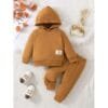 2-Piece Children'S Hooded Sweatshirt + Trousers Set Brown