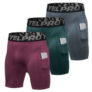 3 Pack Men Compression Shorts Active Workout Underwear With Pocket