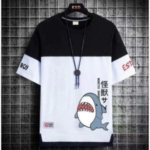 2 Pieces (White+Black)=6599 Men's T-shirt M-5XL Large Size Shirt Clothes Casual