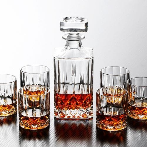 7 Pieces Whiskey Crystal Wine Bottle Wine Cup Set