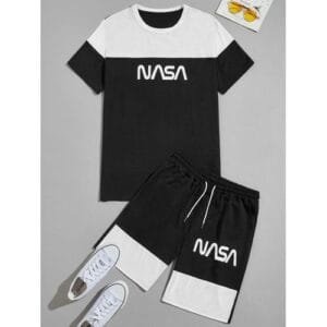 Kingskartel Kings-Kartel Stylish Round Neck T-Shirt And Shorts (Black & White)