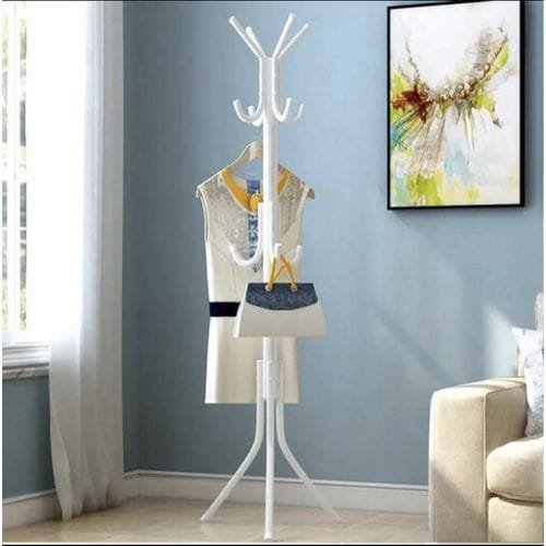 Coat Rack Coat Stand Clothing Hanger Wooden Coat Tree-White