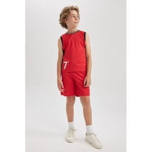 Defacto Boy Casual Knitted Short - Red