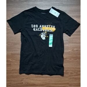 Primark Boys Black Graphic Cotton T-Shirt