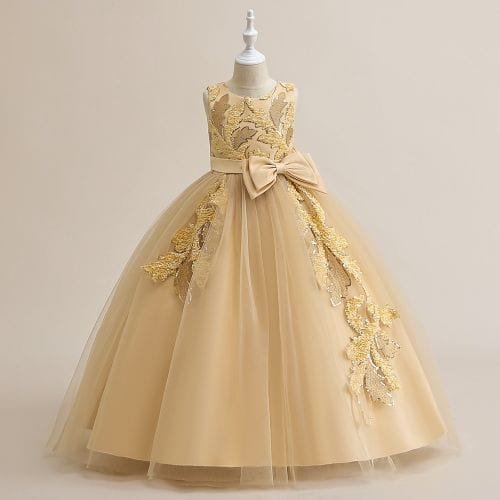 Cream/gold Ceremonial Ball Gown, Princess Party Gown