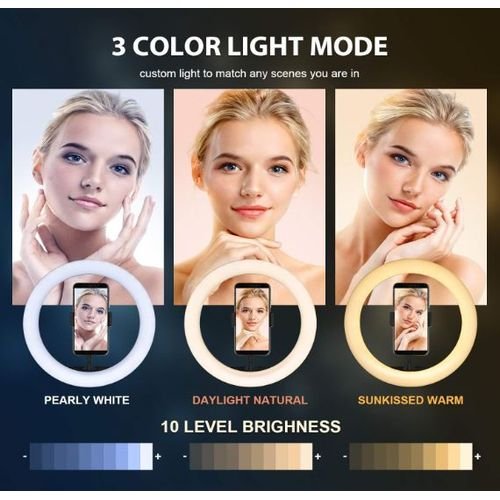 Ring Light LED 10 Inches With Stand, Phone Holder