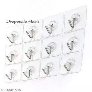 12pcs Kitchen Bathroom Self Adhesive Wall Hooks