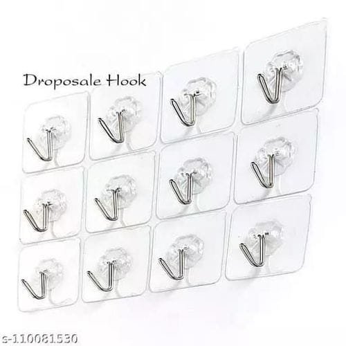 12pcs Kitchen Bathroom Self Adhesive Wall Hooks
