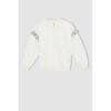 Defacto Girl - Regular Fit Crew Neck Knitted Sweat Shirt - Ecru