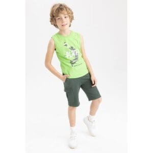 Defacto Boy Casual Regular Fit Knitted Short - Khaki