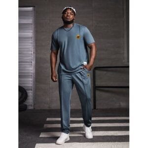 Kingskartel Kings Kartel Stylish Light Blue T-Shirt And Joggers