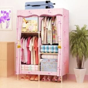 2 Column Mobile Wooden Wardrobe