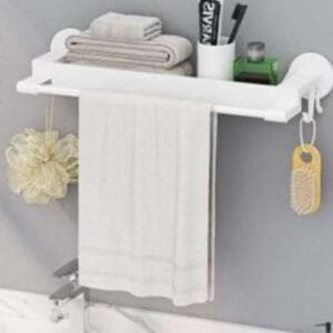 Bathroom Towel Rack & Sponge Hanger - Bathroom Organizer