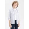 Defacto Boy Casual Regular Fit Polo Neck Woven Long Sleeve Shirt - Blue