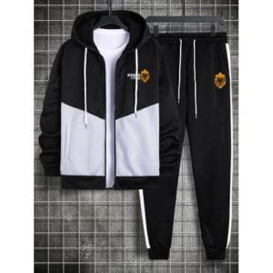 Kingskartel Kings Kartel Black & White Zip-Up Overhead Hoodie And Joggers Pant
