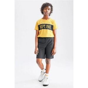 Defacto Boy Casual Regular Fit Knitted Short - Anthracite