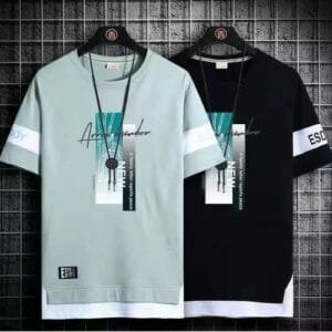 2 Pieces (Green+Black)=6599 Men's T-shirt M-5XL Large Size Shirt Clothes Casual