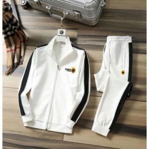 Kingskartel Kings-Kartel Stylish Zip-UP Sweatshirt & Joggers Pant (Black & White)