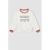 Defacto Girl - Regular Fit Crew Neck Long Sleeve Knitted Sweat Shirt - Ecru