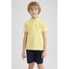 Defacto Boy Casual Regular Fit Knitted Short Sleeve Polo T-Shirt - Yellow
