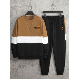 Kingskartel Kings-Kartel Stylish Sweatshirt & Joggers Pant (Brown & Black)