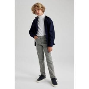 Defacto Boy Casual Slim Fit Denim Trousers - Grey