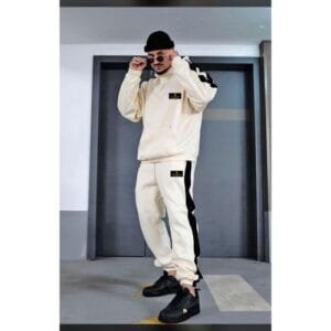 Custom-Made Men Off-White Hoodie And Joggers With Black Stripe