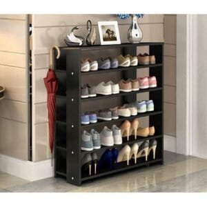 Exquisite Multi-Layers Wooden Shoe Rack- 5 Layers- Black