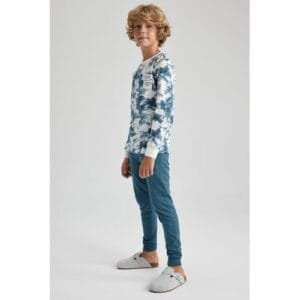 Defacto Boy Special Collection Regular Fit Crew Neck Knitted Pyjamas - White