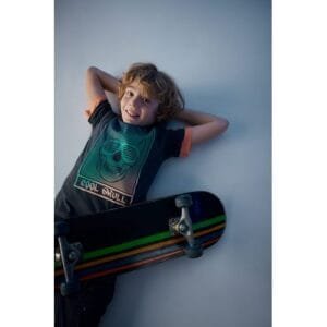 Defacto Boy Casual Oversize Fit Crew Neck Knitted Short Sleeve T-Shirt - Anthracite