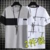 2 Pieces Gray+White Men's T-shirt M-5XL Large Size Shirt Tops