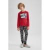 Defacto Boy Special Collection Regular Fit Crew Neck Long Sleeve Knitted Pyjamas - Red