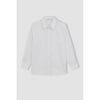 Defacto Boy Casual Regular Fit Polo Neck Woven Long Sleeve Shirt - White
