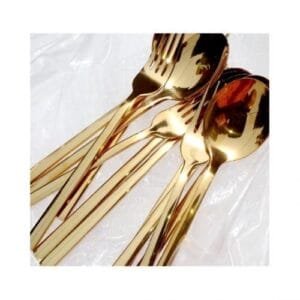 Gold Plated Stainless Steel Spoon & Fork//12Pcs