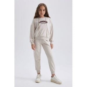 Defacto 2 Piece Girl Casual Oversize Fit Knitted Set - Beige